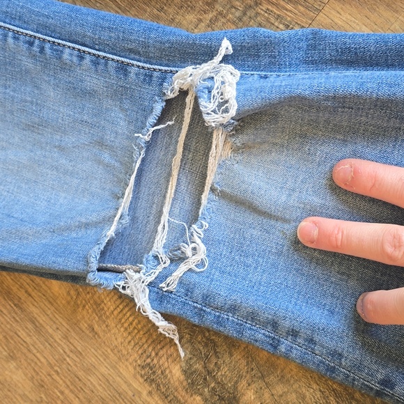 American Eagle Distressed Super High Rise Flare Size 0R - Picture 8 of 11